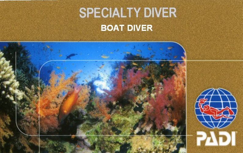 PADI boat-diver card