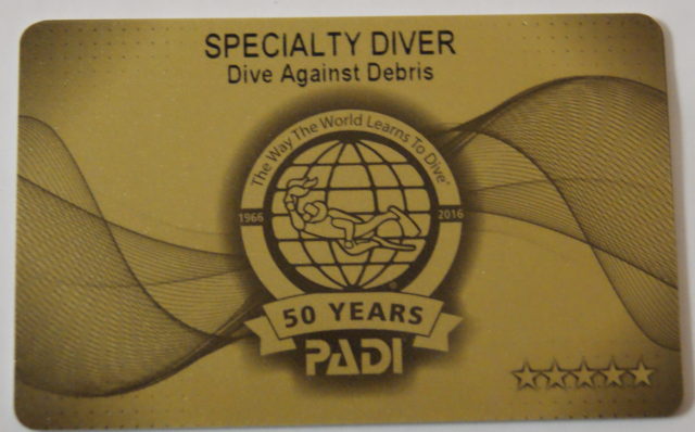Dive Against Debris PADI Card